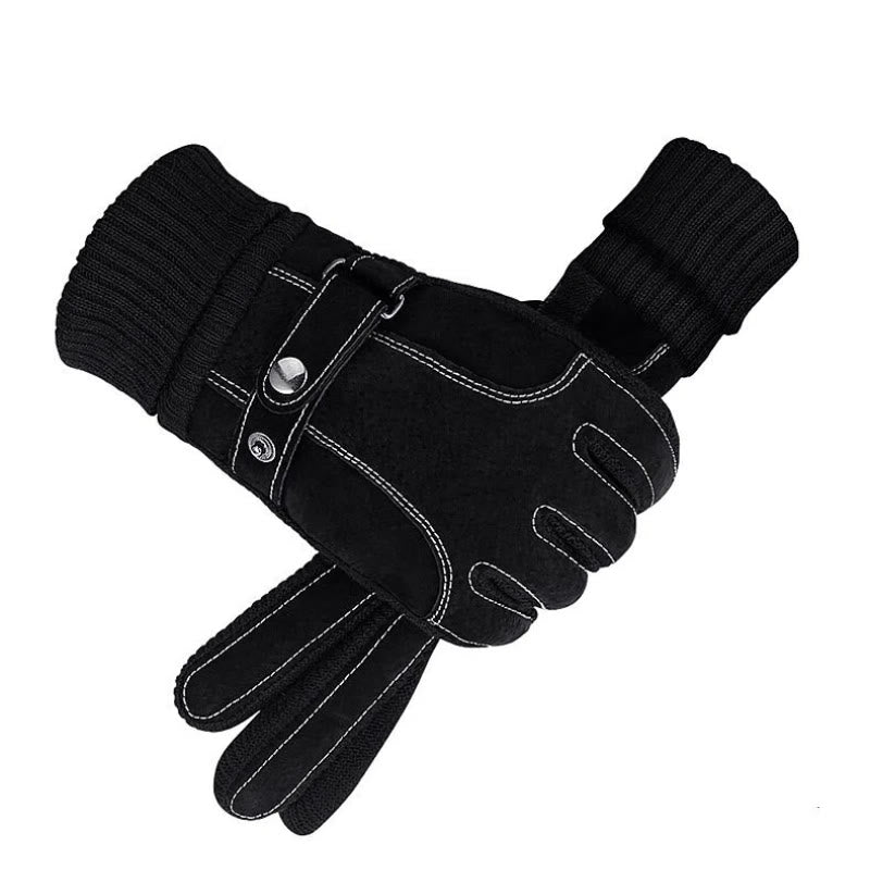 Gants d'hiver chauds en polaire ajustables pour hommes - Noir - Réglable - image 1