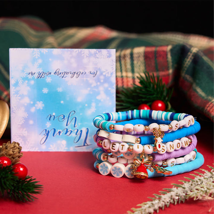 Bracelet de Noël flocon de neige (lot de 6) avec carte de vœux - 6 pièces - image 0