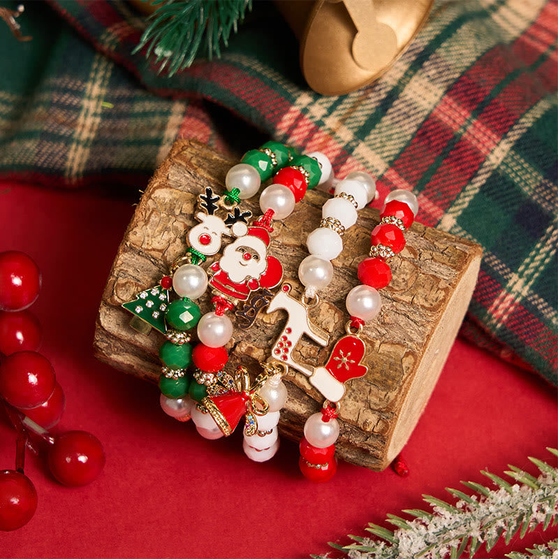 Bracelet de Noël coloré (4 pièces) Père Noël et renne - image 0