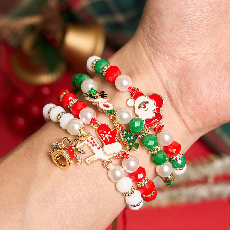 Bracelet de Noël coloré (4 pièces) Père Noël et renne - Bracelet de Noël - image 1