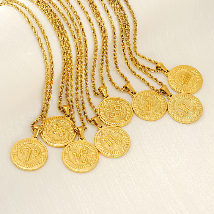 Collier pendentif pièce symbole du zodiaque personnalisé - image 0
