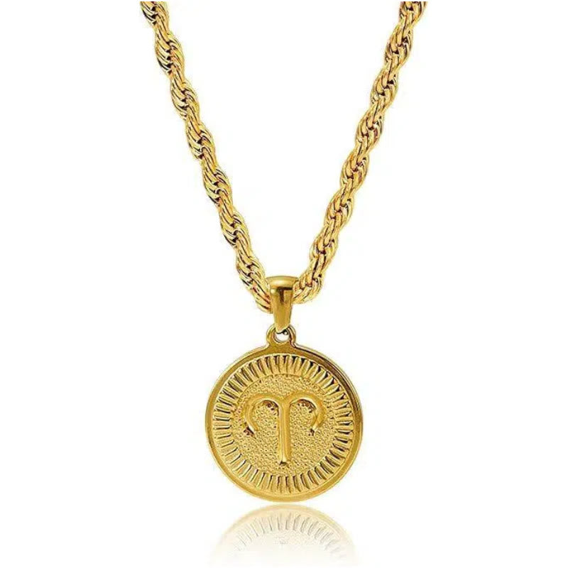 Collier pendentif pièce symbole du zodiaque personnalisé - Bélier - image 1