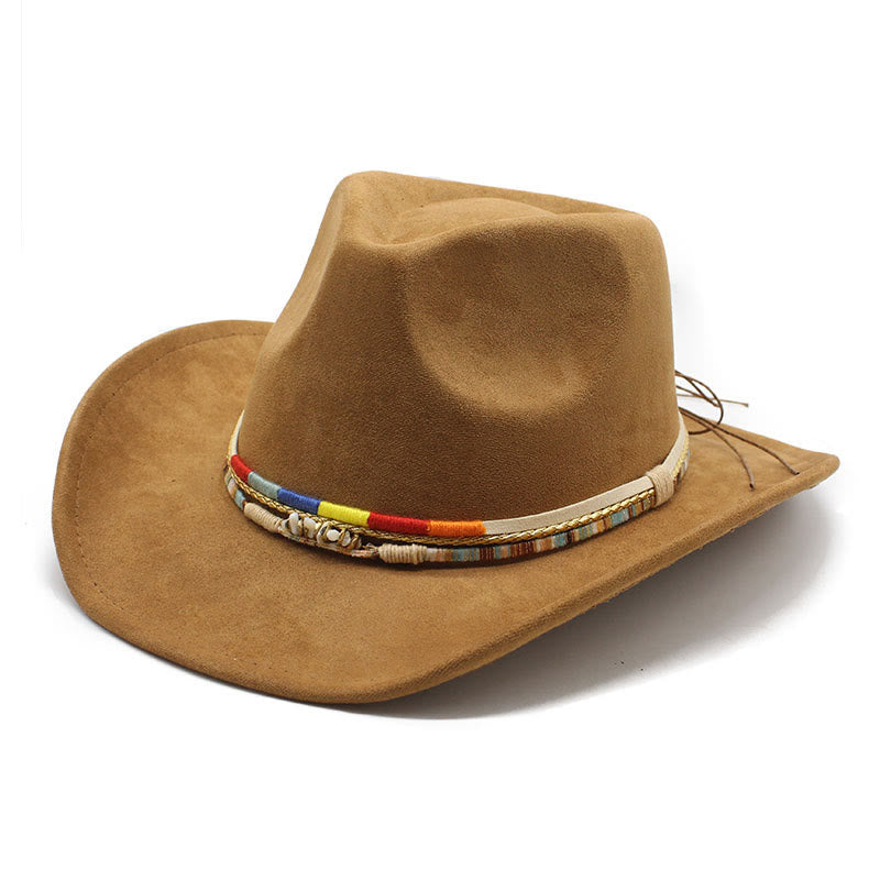 Chapeau de cowboy pour homme à bord en daim orné de perles - Kaki - M (22"-22 7/8") - image 1