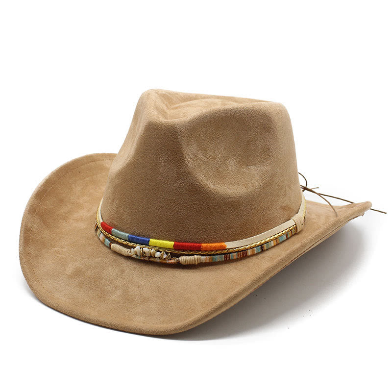 Chapeau de cowboy pour homme à bord en daim orné de perles - Chameau - M (22"-22 7/8") - image 0
