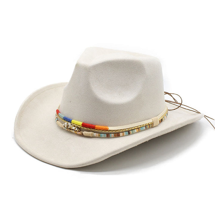Chapeau de cowboy pour homme à bord en daim orné de perles - Blanc cassé - M (22"-22 7/8") - image 4