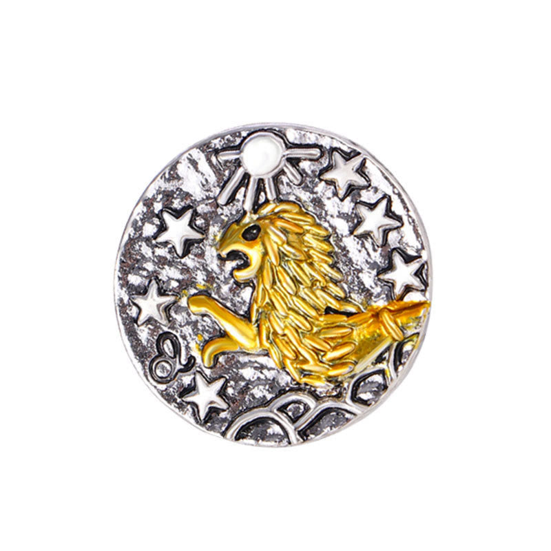 Boutons ronds en alliage à motif étoilé rétro signe du zodiaque - Lion - image 6