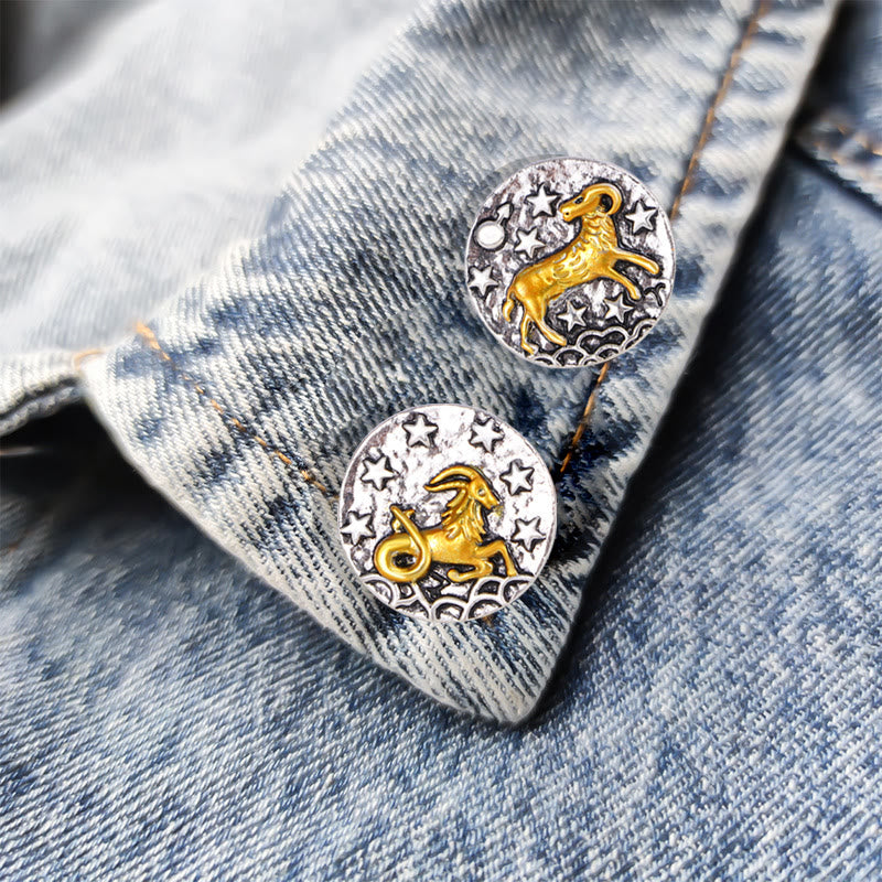 Boutons ronds en alliage à motif étoilé rétro signe du zodiaque - image 14