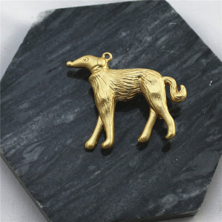 Broche en or avec chaîne Dame et Chien - image 3
