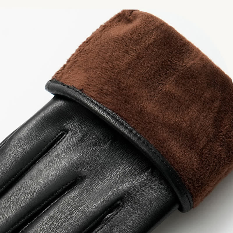 Gants en cuir véritable pour hommes, noirs, style vintage, avec emblème en métal. - image 5