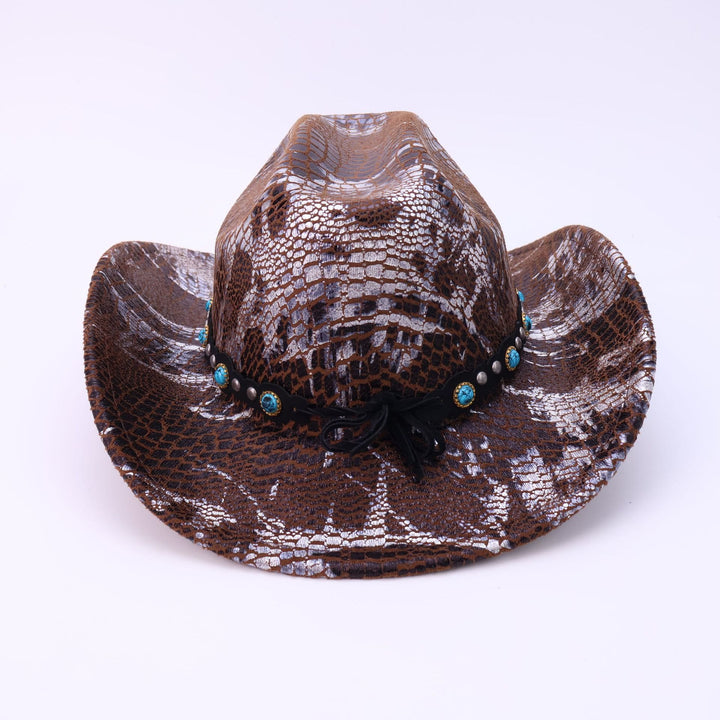 Chapeau de cowboy turquoise à ceinture noire et motif crocodile pour homme - image 2