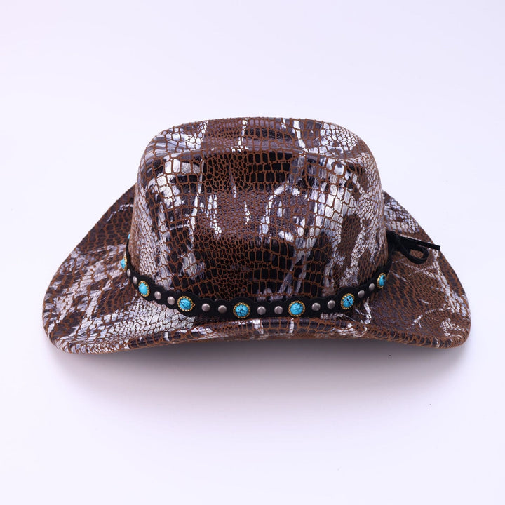 Chapeau de cowboy turquoise à ceinture noire et motif crocodile pour homme - image 3