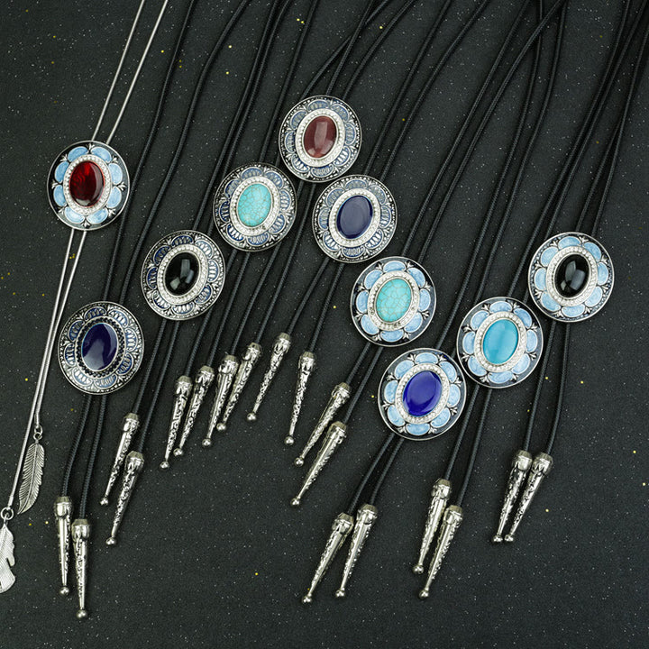 Cravate bolo vintage en onyx et émail - image 11