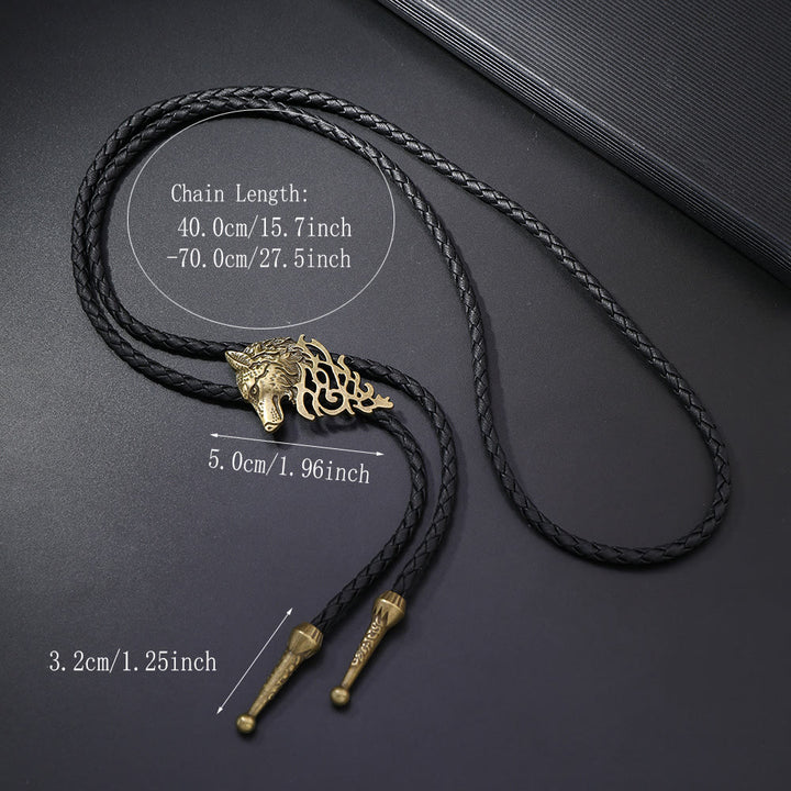 Cravate Bolo rétro à motif tête de loup - image 2