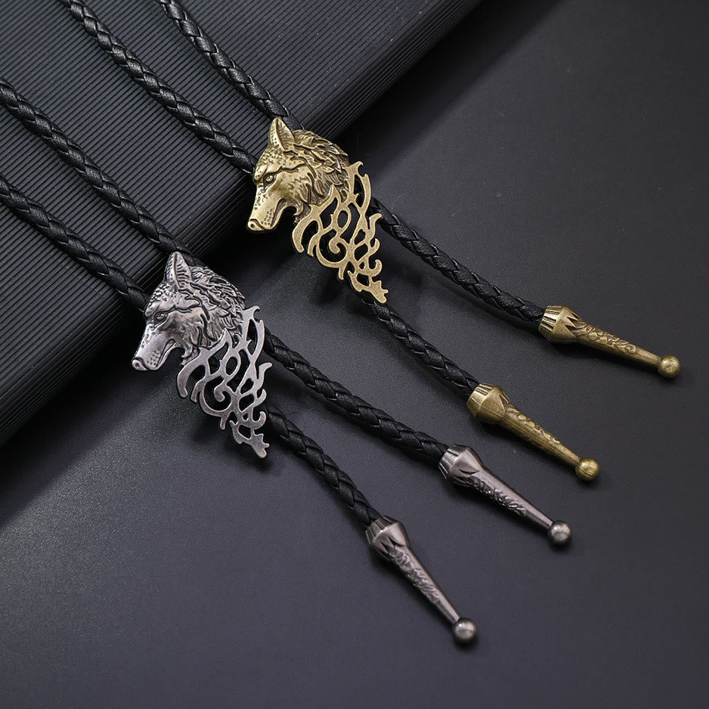 Cravate Bolo rétro à motif tête de loup - image 0