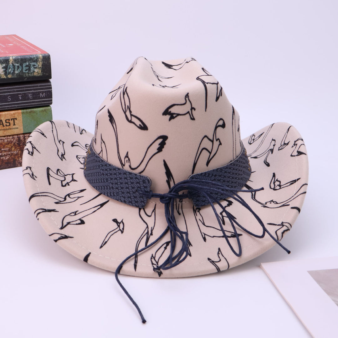 Chapeau de cowboy pour homme avec ceinture en laiton à motif d'oiseau et tête de taureau - image 5