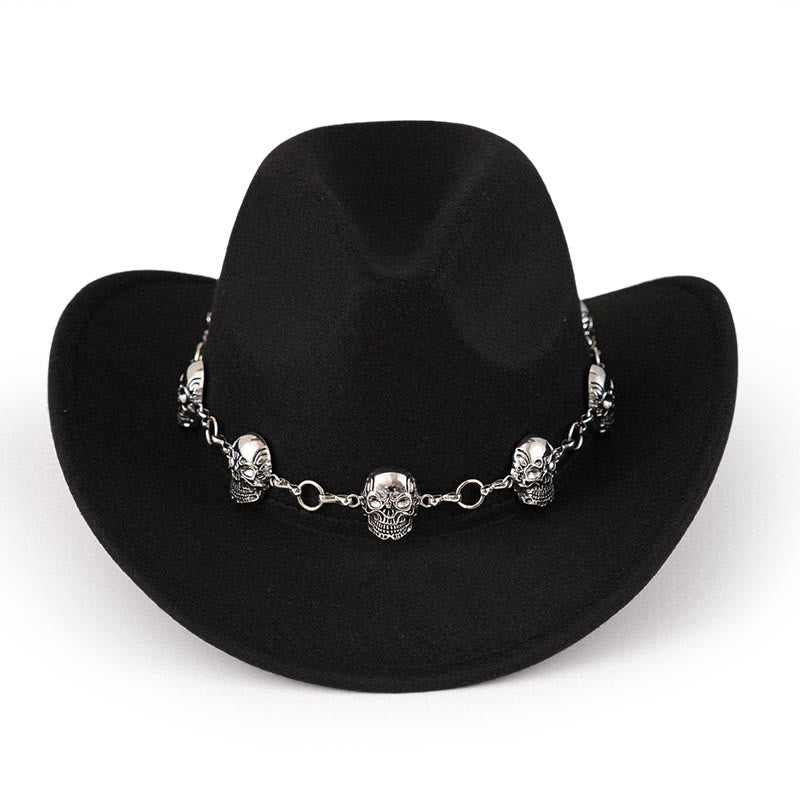 Chapeau de cowboy pour homme avec garniture de chaîne à tête de mort - image 1