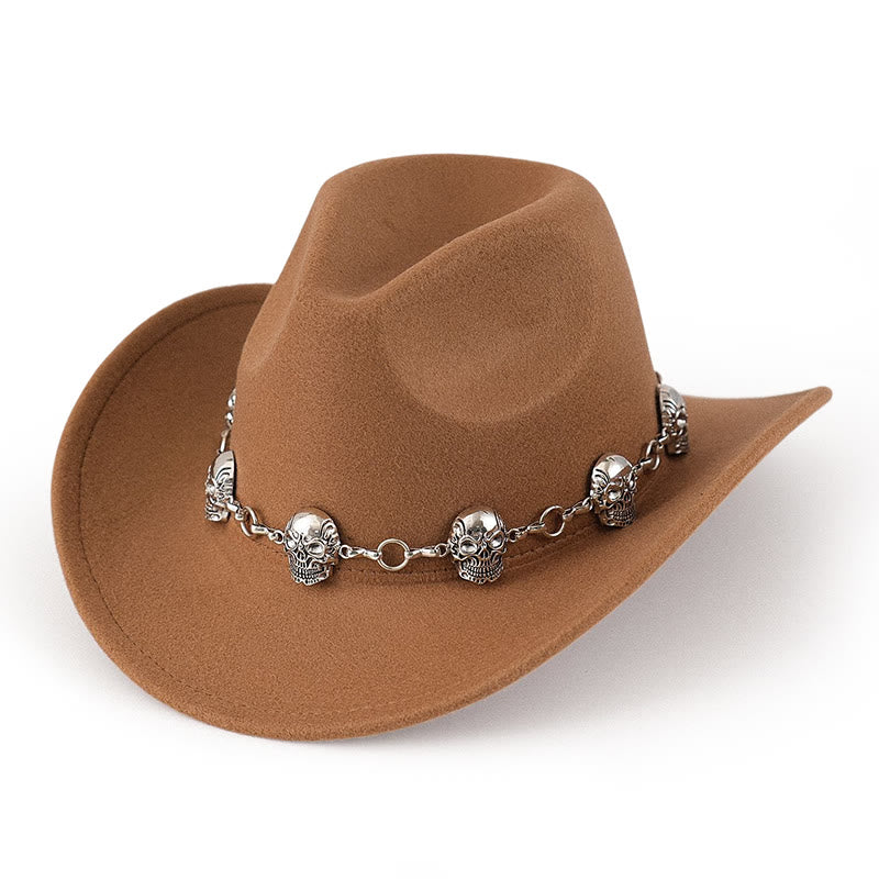 Chapeau de cowboy pour homme avec garniture de chaîne à tête de mort - Chameau - M (22"-22 7/8") - image 4
