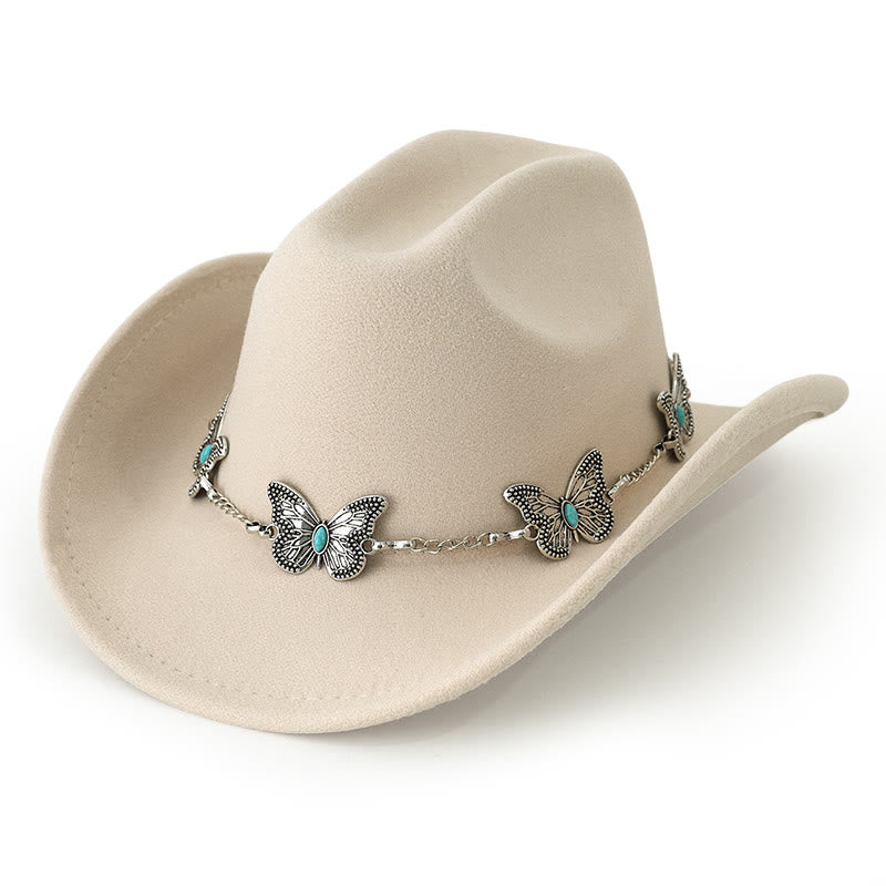 Chapeau de cowboy pour homme avec garniture de chaîne papillon - Beige - M (22"-22 7/8") - image 3