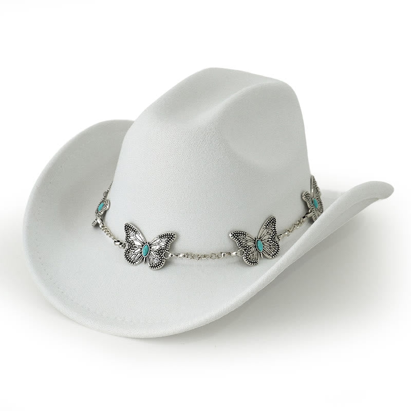 Chapeau de cowboy pour homme avec garniture de chaîne papillon - Blanc - M (22"-22 7/8") - image 0