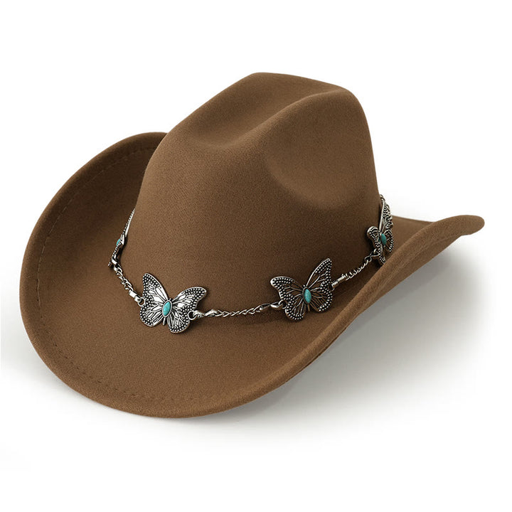 Chapeau de cowboy pour homme avec garniture de chaîne papillon - Chameau - M (22"-22 7/8") - image 13