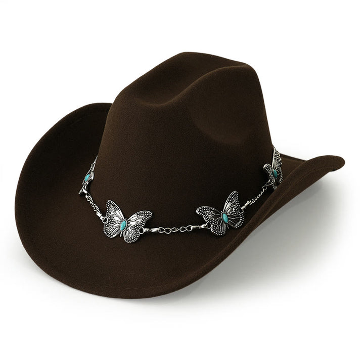 Chapeau de cowboy pour homme avec garniture de chaîne papillon - Brun foncé - M (22"-22 7/8") - image 19
