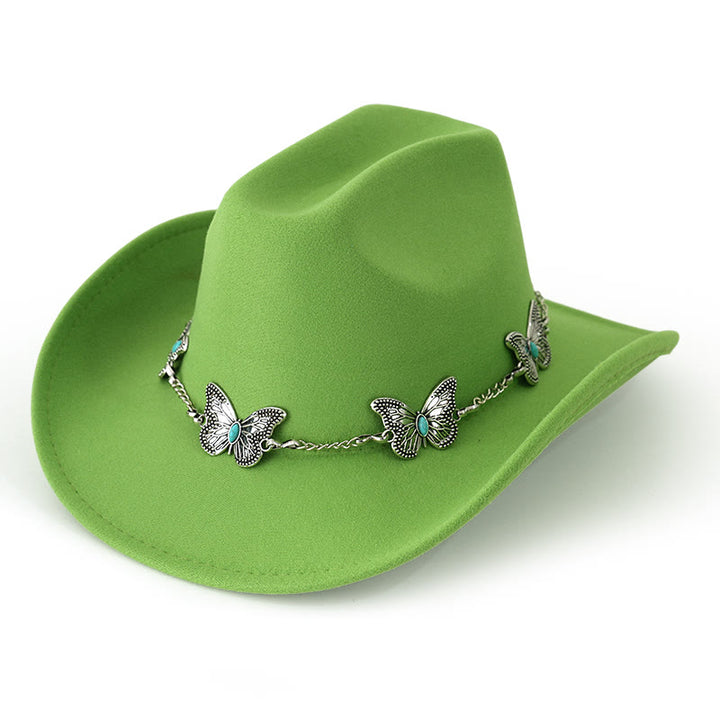 Chapeau de cowboy pour homme avec garniture de chaîne papillon - Vert - M (22"-22 7/8") - image 16
