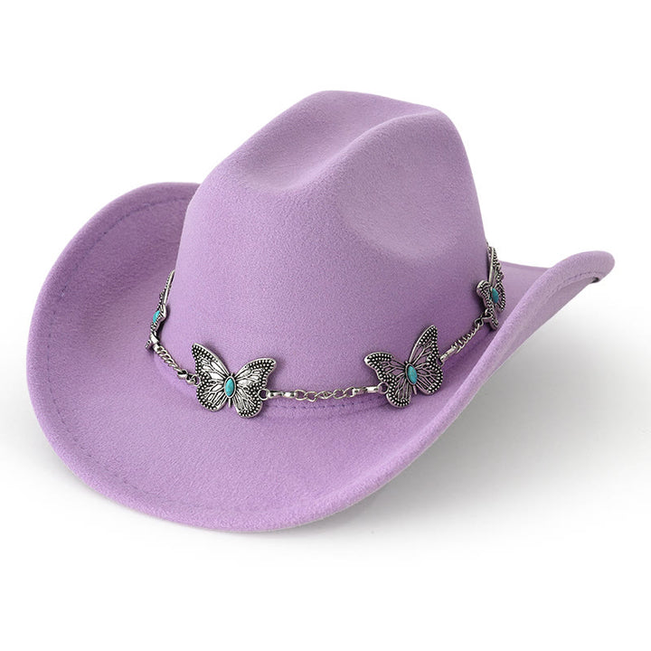 Chapeau de cowboy pour homme avec garniture de chaîne papillon - Violet clair - M (22"-22 7/8") - image 7