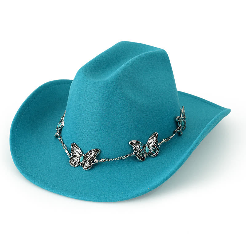 Chapeau de cowboy pour homme avec garniture de chaîne papillon - Bleu vif - M (22"-22 7/8") - image 15