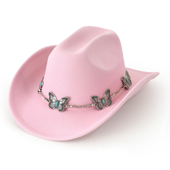 Chapeau de cowboy pour homme avec garniture de chaîne papillon - Rose clair - M (22"-22 7/8") - image 9