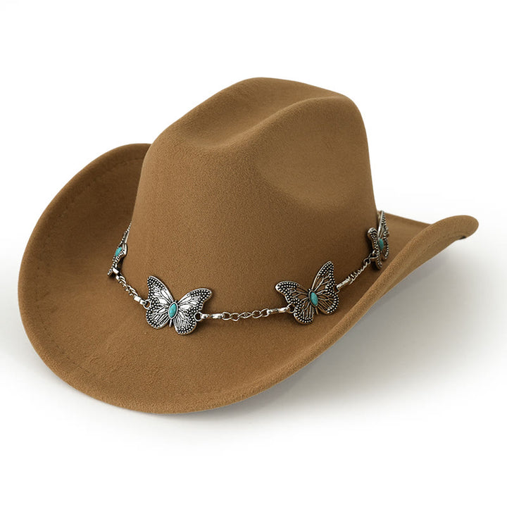 Chapeau de cowboy pour homme avec garniture de chaîne papillon - Kaki - M (22"-22 7/8") - image 12