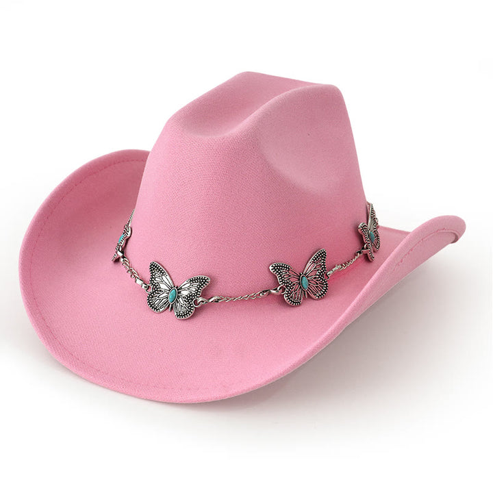 Chapeau de cowboy pour homme avec garniture de chaîne papillon - Rose - M (22"-22 7/8") - image 5