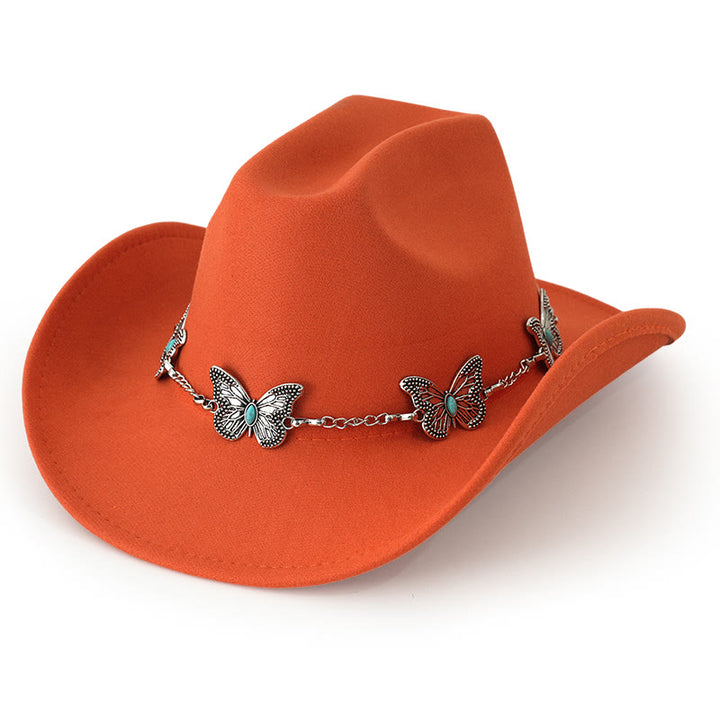 Chapeau de cowboy pour homme avec garniture de chaîne papillon - Orange - M (22"-22 7/8") - image 8