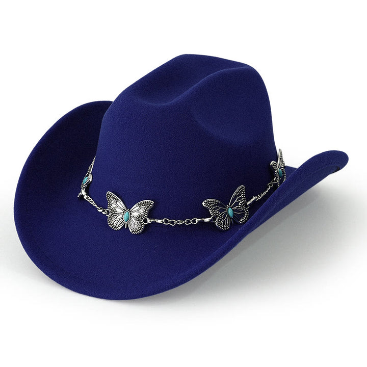 Chapeau de cowboy pour homme avec garniture de chaîne papillon - Bleu royal - M (22"-22 7/8") - image 11