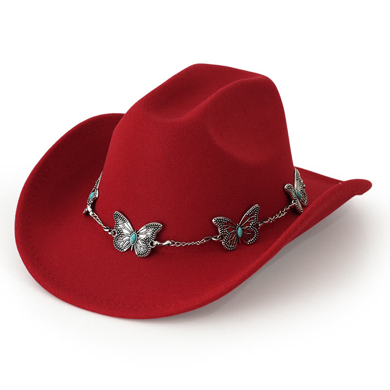 Chapeau de cowboy pour homme avec garniture de chaîne papillon - Rouge - M (22"-22 7/8") - image 6