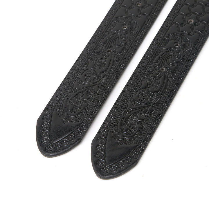 Ceinture noire en relief avec boucle drapeau tête de cheval argentée pour homme - image 3