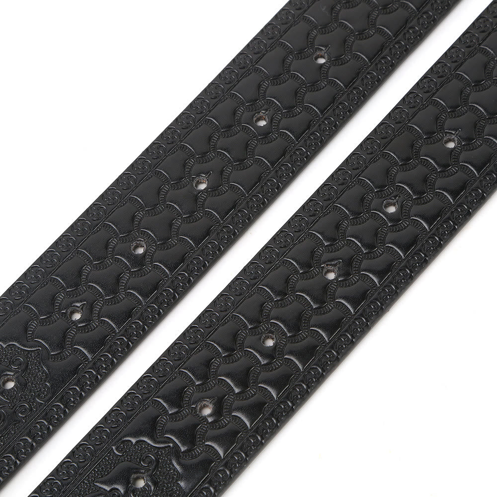 Ceinture noire en relief avec boucle drapeau tête de cheval argentée pour homme - image 4