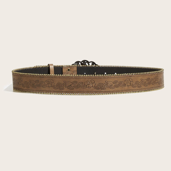 Ceinture marron en relief avec boucle papillon en métal et diamant pour femme - image 3