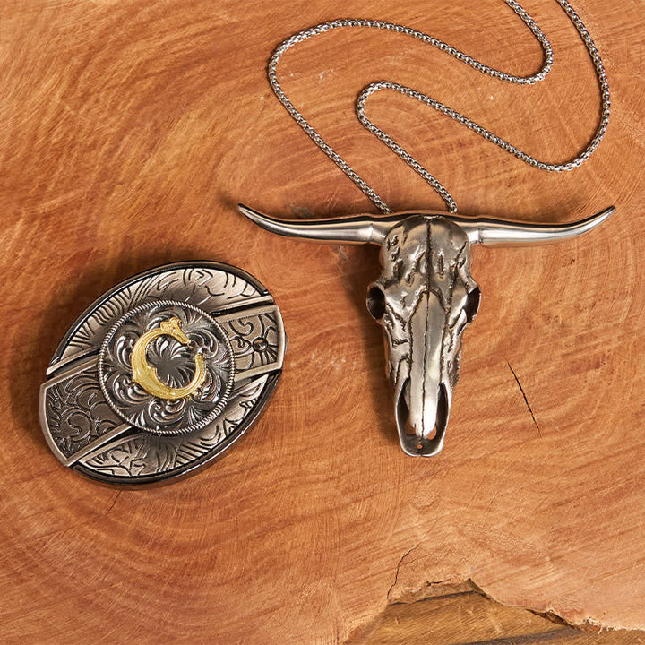 Ensemble de boucles de ceinture et pendentifs Longhorn avec couteau caché et initiales (à monter soi-même) - C - Sans ceinture - image 11