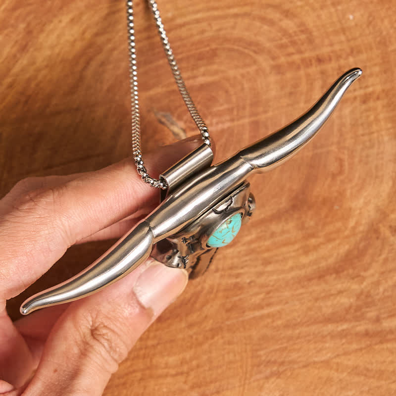 Ensemble pendentif taureau turquoise avec boucle de couteau cachée et initiales (à faire soi-même) - image 4