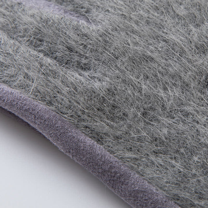 Gants en cuir suédé patchwork en fausse fourrure de lapin pour femmes - image 5