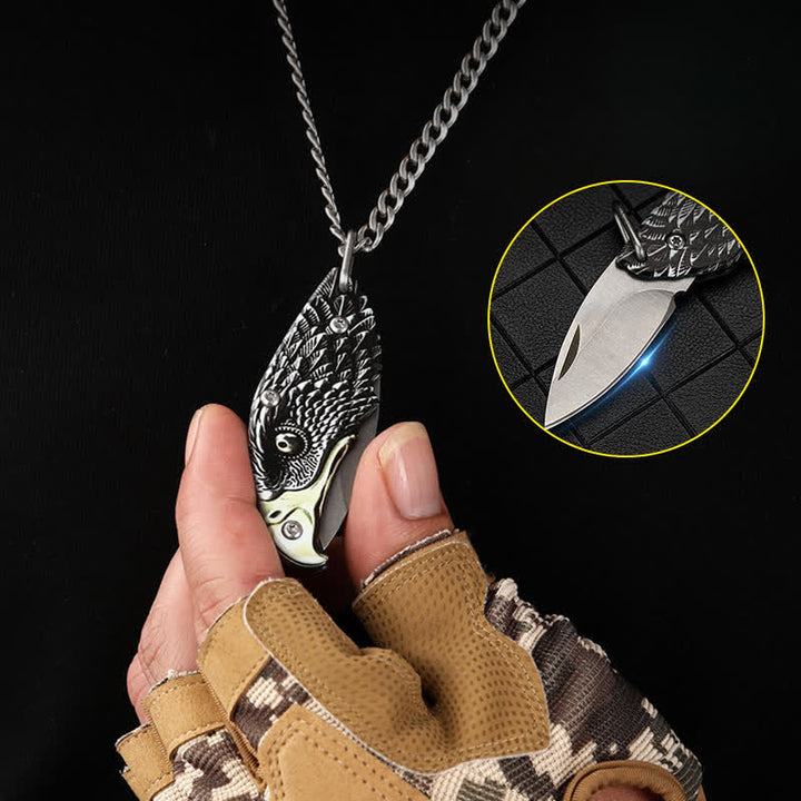 Mini outil EDC Aigle Couteau pliant dissimulé Collier Pendentif Mini EDC Outil Aigle - Tête d'aigle - image 0