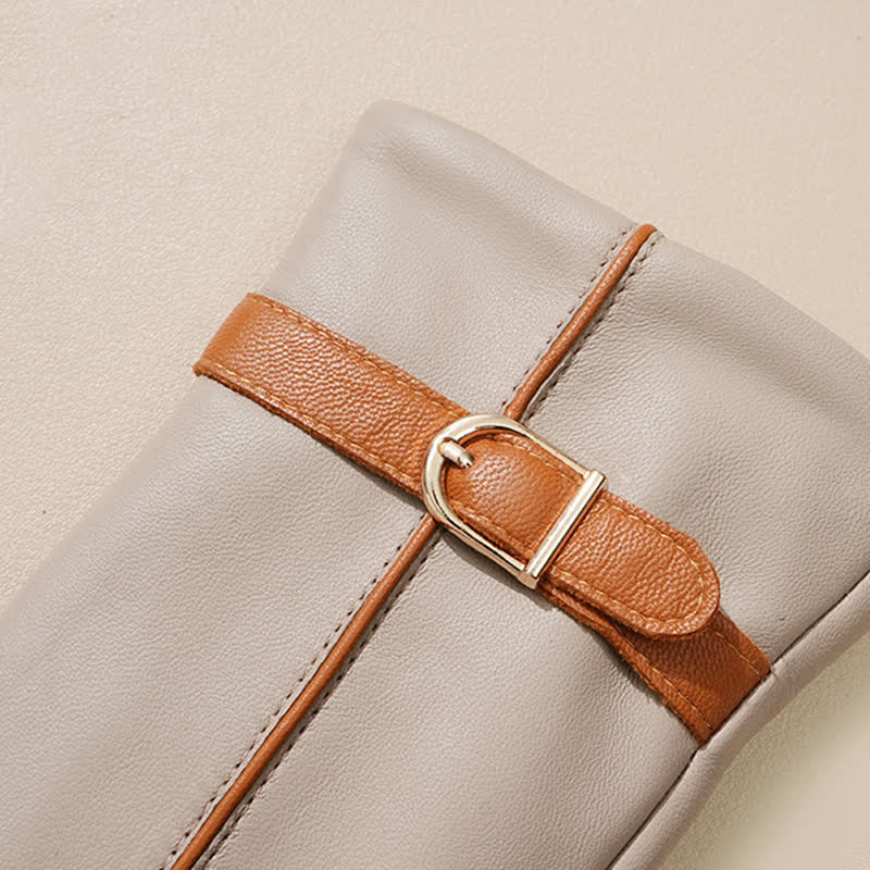 Gants en cuir de mouton véritable bicolores pour femmes - image 4