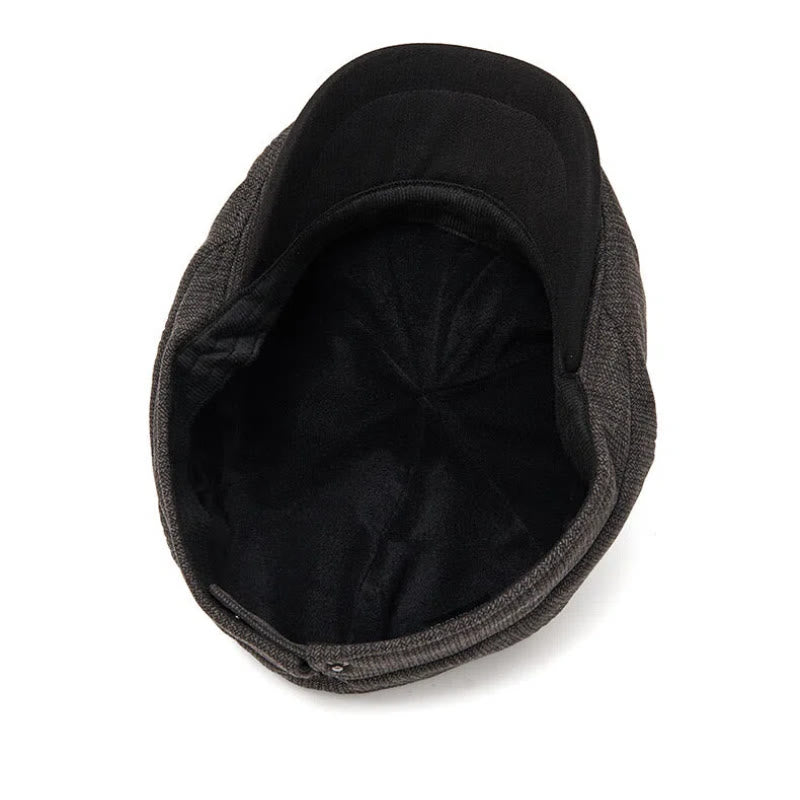 Béret homme rétro d'hiver à bord contrasté en maille texturée - image 6