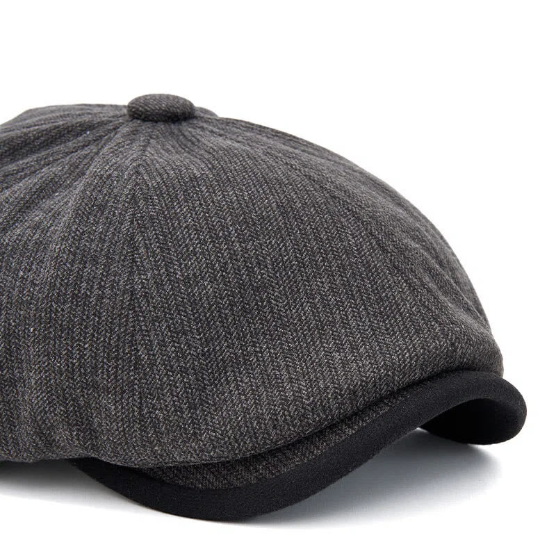 Béret homme rétro d'hiver à bord contrasté en maille texturée - image 3