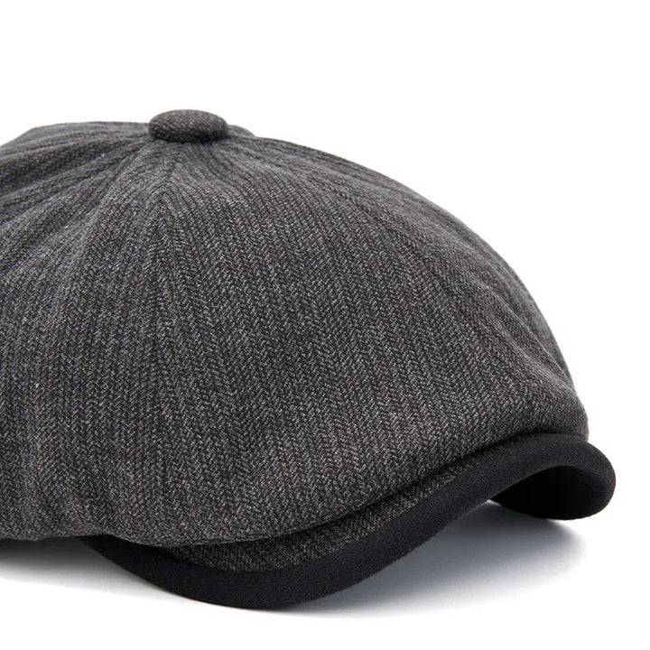 Béret homme rétro d'hiver à bord contrasté en maille texturée - image 3
