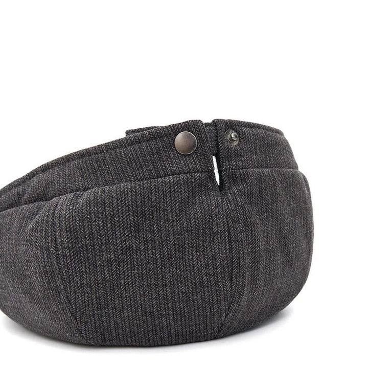 Béret homme rétro d'hiver à bord contrasté en maille texturée - image 4