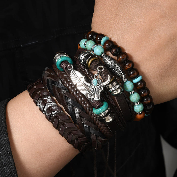 Bracelet en cuir turquoise style western rétro (6 pièces) - image 3
