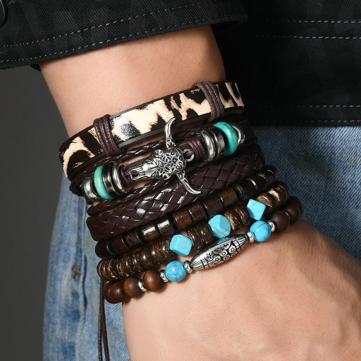 Bracelet en cuir turquoise style western rétro (6 pièces) - image 7