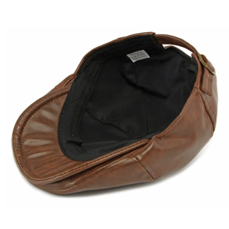 Béret d'hiver vintage pour homme en similicuir - image 4