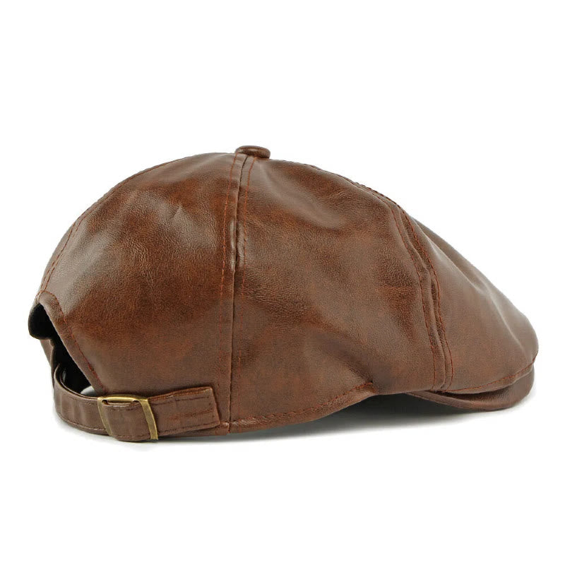 Béret d'hiver vintage pour homme en similicuir - image 2
